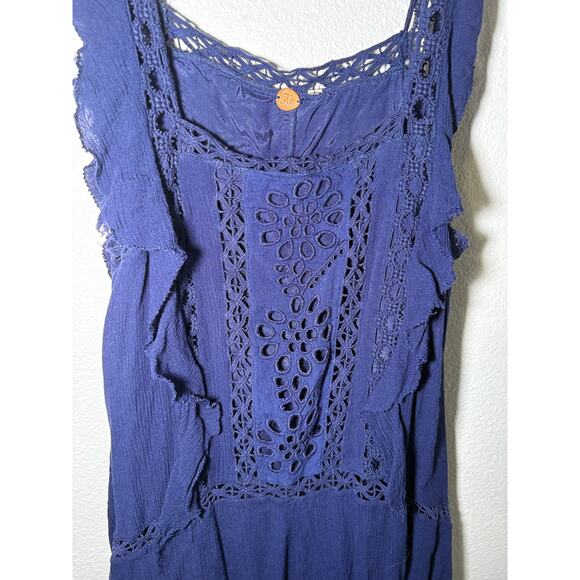 Free People FP One Navy Blue Boho Tunic Dress – Size Medium - Picture 3 of 8